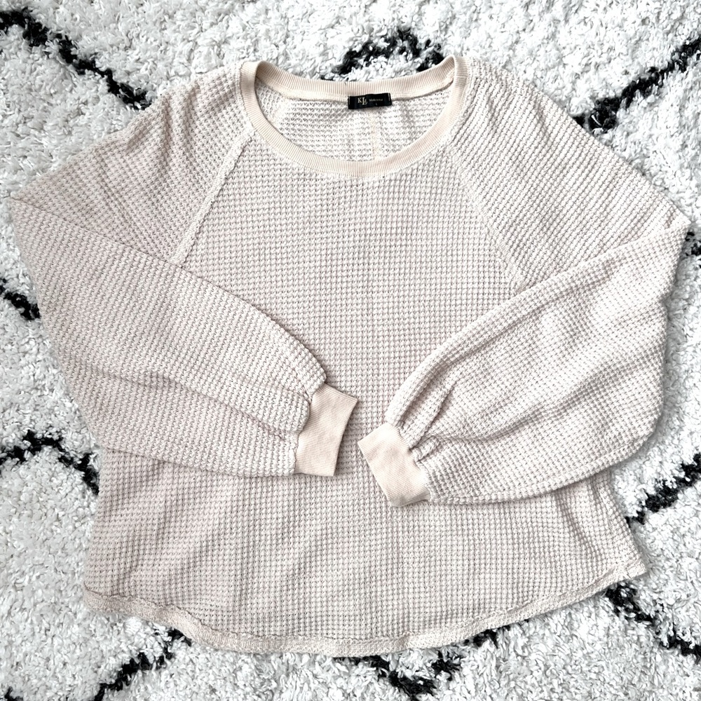 Boutique brand balloon sleeve waffle tunic